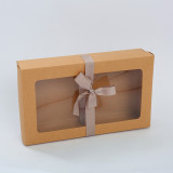 Custom Scarf Kraft Paper Box Clear Window Clothing Underwear Recycled Paper Box With Ribbon