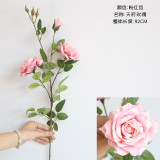 2021Artificial flowers wholesale wedding decoration family simulation flower cross border export 3 head corner roses