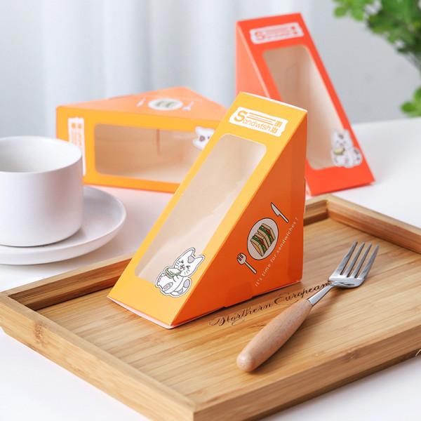 Custom Logo Waterproof Oil Proof Paper Box Sandwich Cake Box Decorative Folding Food Packaging Paper Box