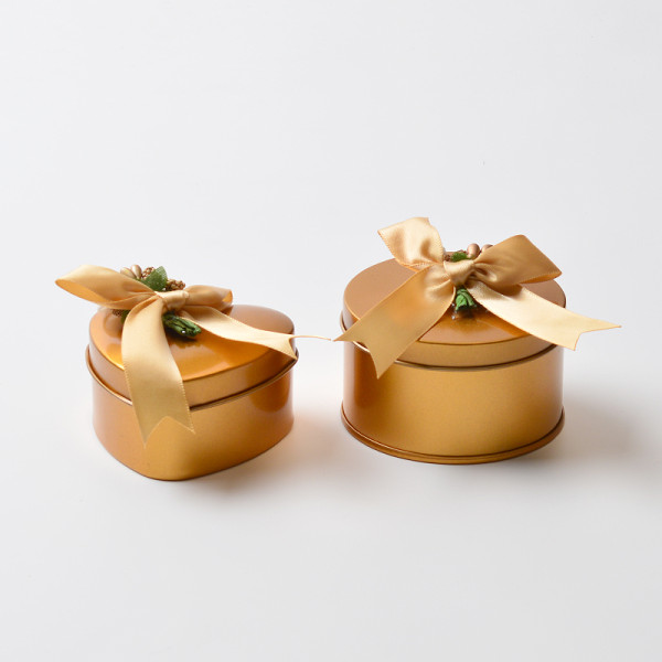 Gold Color Heart Shape candy Tin Box for wedding