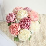 Night rose simulation flower manufacturer home decoration wedding holding flower wall single head small tea rose