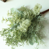 Manufacturer simulation flower green plant wholesale wedding cross border decorations with grass silver leaf Chrysanthemum