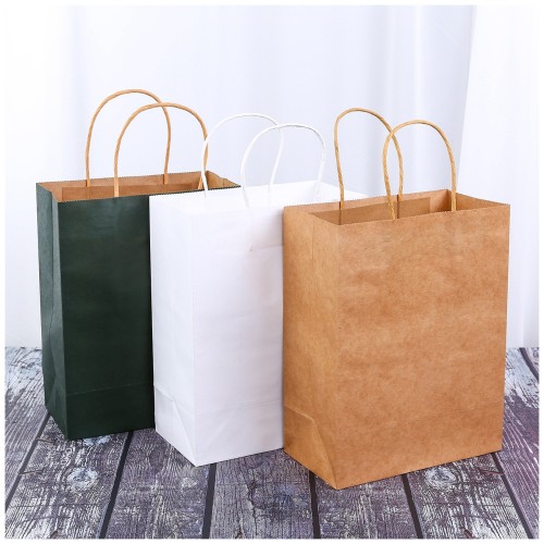 Wholesales Custom Logo Printed Brown Kraft Paper Bag For Food Clothes Packaging