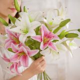 Manufacturer simulation flower home decoration cross border wedding wholesale double headed 3D printing Lily