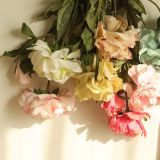 Manufacturer's home decoration cross border wholesale wedding artificial flower 1 flower 1 bud dry burned peony branch