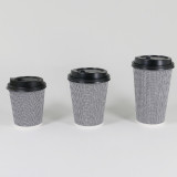 8oz  Hot Drink Eco Friendly Corrugated Ripple Wall Paper Coffee Cup With Lid