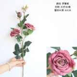 2021Artificial flowers wholesale wedding decoration family simulation flower cross border export 3 head corner roses
