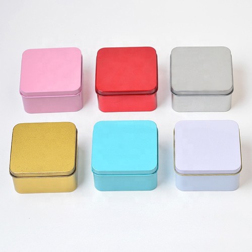High Quality Cheap Custom Gift Tea Tin Box Simple Color Square Tinplate Packaging Candy Tin Box