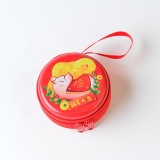 Best Selling Christmas Pattern Printed Round  Headset Coin Purse Tinplate Coin Bag