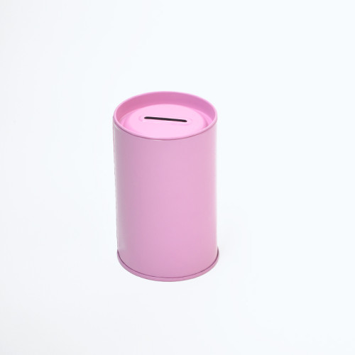 High quality 5 Colors  Cylindrical and Tin Material  Save Money Bank Round Shape Tin Can