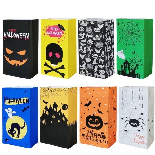 Custom Halloween Paper Bag Decoration Kraft Paper Candy Gift Packaging Halloween Bag