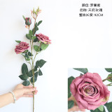 2021Artificial flowers wholesale wedding decoration family simulation flower cross border export 3 head corner roses