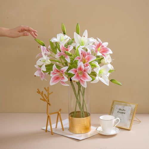 Manufacturer simulation flower home decoration cross border wedding wholesale double headed 3D printing Lily