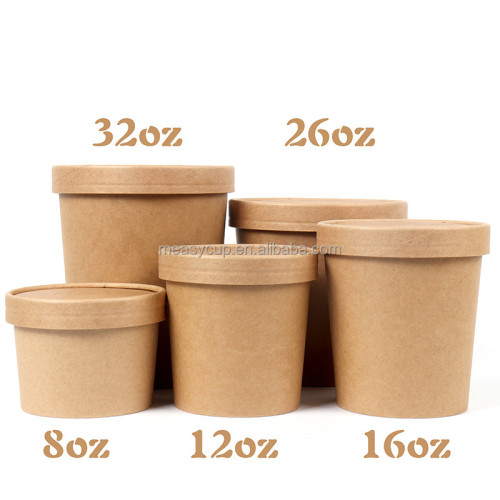 Eco friendly Disposable food package ice cream kraft bowl  soup cup take away or to go kraft paper container