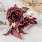 2021Manufacturers wholesale green plants cross-border decorations Wedding Rose dry bouquet