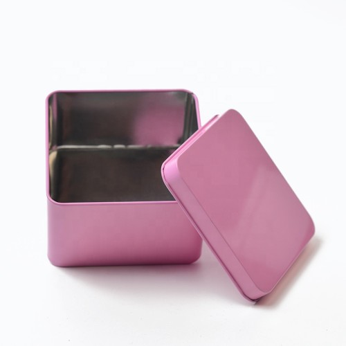 Metal solid color printing square shape Women's Day gift metal tin box for biscuits