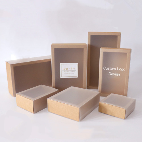 Custom Paper Box Packaging Recyclable Kraft PVC Window Cookie Cake Box Drawer Box For Chocolate