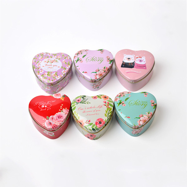 Custom heart shaped packaging metal gift tin box