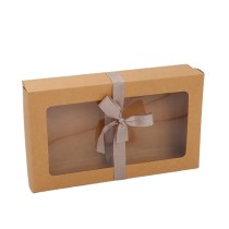 Custom Scarf Kraft Paper Box Clear Window Clothing Underwear Recycled Paper Box With Ribbon