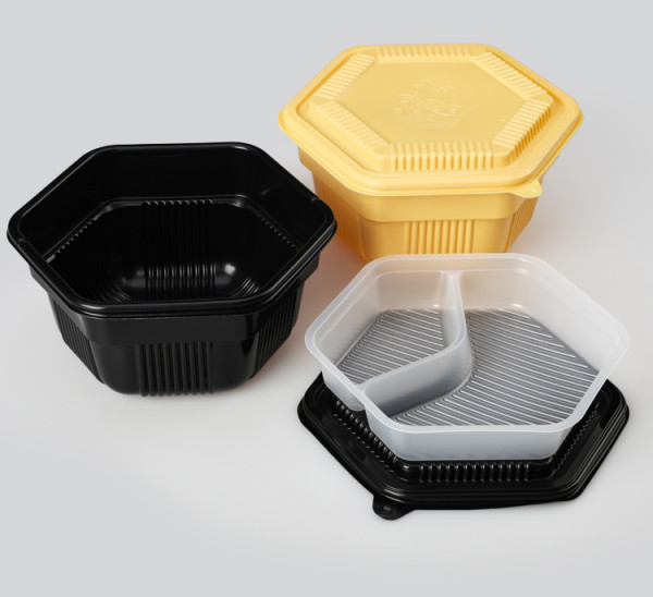M128 microwave safe disposable plastic lunch 2 layer bento box