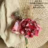 2021Manufacturer's home decoration cross border wedding wholesale simulation flower dry burned rose bouquet