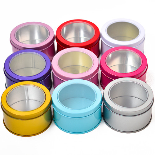 Round Tin Box Cake Metal Can PVC Window Logo Custom Tea Jar Luxury Round Tin Box