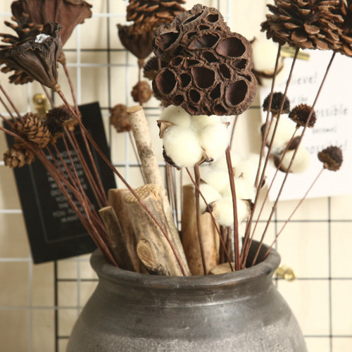 Natural pine nut dry flower cotton lotus simulation flower family decoration wedding hand held flower wall plant wall