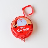 Best Selling Christmas Pattern Printed Round  Headset Coin Purse Tinplate Coin Bag