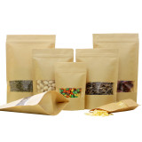 Hot Sale Food Kraft Paper Zipper Bag Nut Packaging Paper Bag Biodegradable Kraft Paper Zip Lock Bag