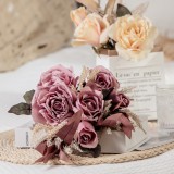 2021Manufacturers wholesale green plants cross-border decorations Wedding Rose dry bouquet