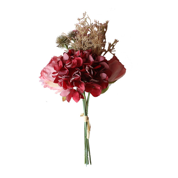 2021Manufacturer's home decoration cross border wedding wholesale simulation flower dry burned rose bouquet