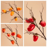 2021Wholesale wedding decoration simulation fruit persimmon artificial green plant