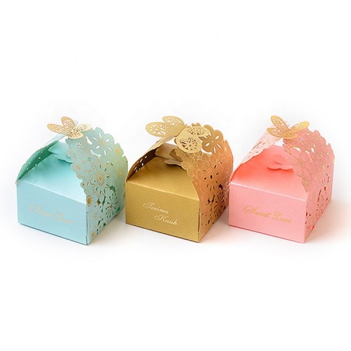 Unique Design Laser Cut Party WeddingTable Decorations Favor Ribbon Candy Boxes Gift Box