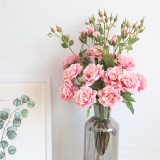 2021Artificial flowers wholesale wedding decoration family simulation flower cross border export 3 head corner roses
