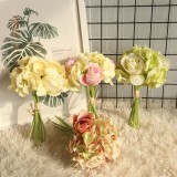 2021Simulated flower manufacturer's family decoration wedding handhold flower road guide Hydrangea rose bundle