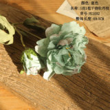 Manufacturer's home decoration cross border wholesale wedding artificial flower 1 flower 1 bud dry burned peony branch