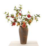 Wholesale manufacturer real branch simulation flower home decoration cross border wedding four head pomegranate fruit