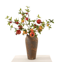 Wholesale manufacturer real branch simulation flower home decoration cross border wedding four head pomegranate fruit