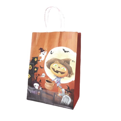 Hot Sale Customized Printed Halleoween Festival Paper Bag For Packing Candy And Gift Paper Bag With Handle