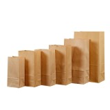 Food Kraft Paper Bag Folding Packaging Bags Recycled Tack Away Fast Food Kraft Paper Bags With Custom Logo