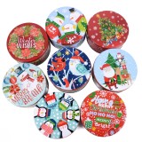 Christmas gifts chocolate candy tin  box round cute christmas pattern printing biscuit tin box