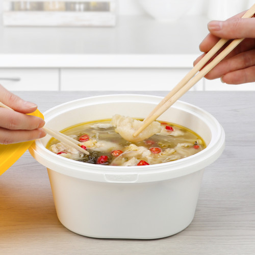Super Hot Selling New disposable plastic round takeout high-end noodle soup bowl bento fast food box double deck
