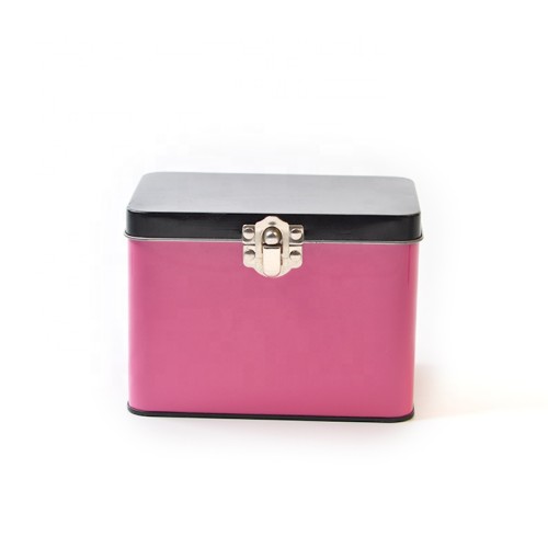 rectangle shape Luxury jewelry metal tin packaging box with lock and key