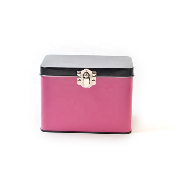 rectangle shape Luxury jewelry metal tin packaging box with lock and key
