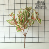 Who2021lesale green plant wall simulation flower foreign trade green plant decoration wedding holding 6 eyebrow leaves