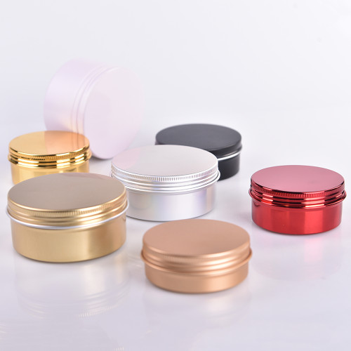 customizable size logo aluminum jar recycled material round rose gold black aluminium jar 30ml for cosmetic