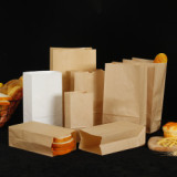Food Kraft Paper Bag Folding Packaging Bags Recycled Tack Away Fast Food Kraft Paper Bags With Custom Logo