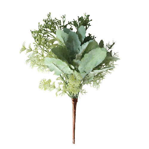 Manufacturer simulation flower green plant wholesale wedding cross border decorations with grass silver leaf Chrysanthemum