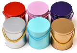 Cheap price popcorn round bucket tin box with handle bucket tin for kids