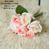 2021Manufacturers wholesale cross border simulation flower wedding decorations green plants 6 head rose bouquets